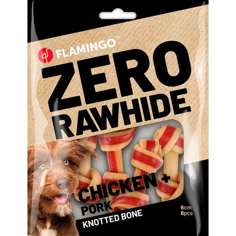 Flamingo - Dog Snack Zero R'hide Knotted Bone with Chicken/Pork