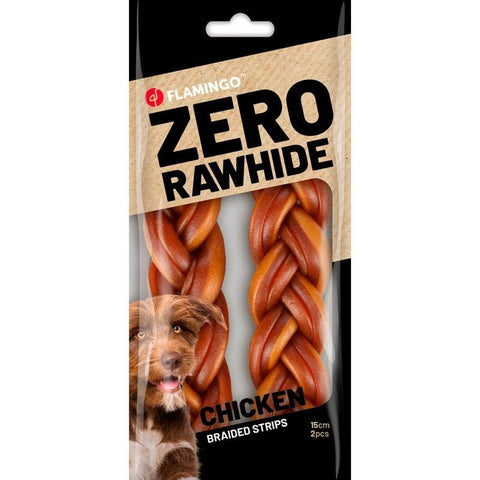 Flamingo - Dog Snack Zero R'hide Braided Strip with Chicken