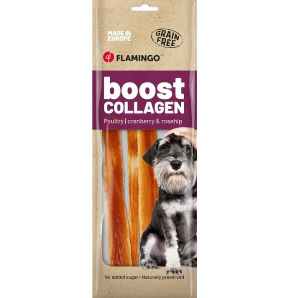 Flamingo - Dog Snack Boost Strips with Chicken & Collagen 60g