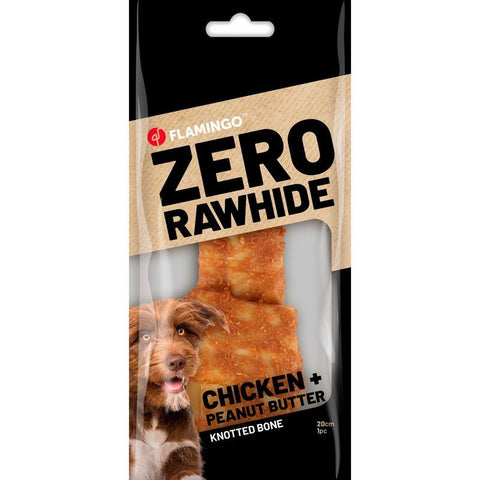 Flamingo - Dog Snack Zero R'hide Knotted Bone with Chicken/Peanut Butter