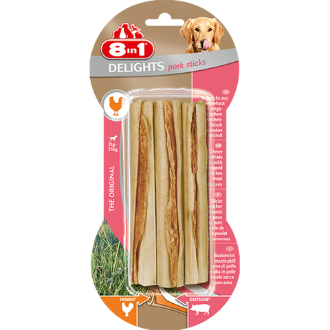 8in1 - Bones Delights Twisted Sticks Pork 10pcs - zoofast-shop