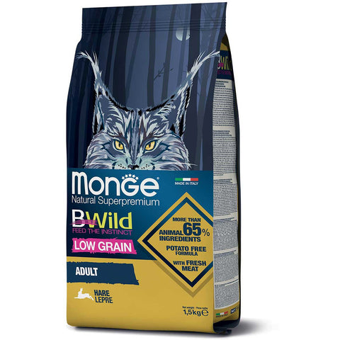 Monge BWild Low Grain – Hare Adult Cat 1.5kg