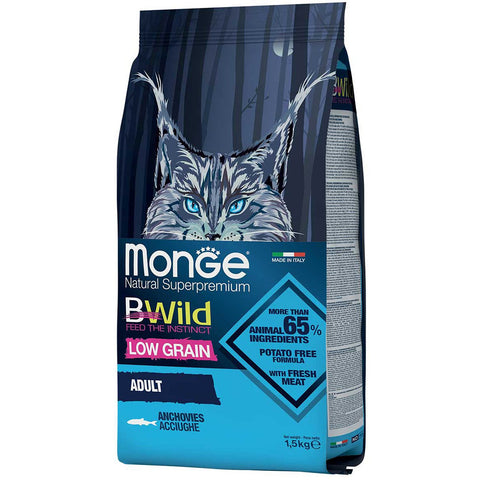 Monge BWild Low Grain – Anchovies Adult Cat