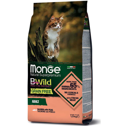 Monge BWild Grain Free – Salmon with Peas Adult Cat