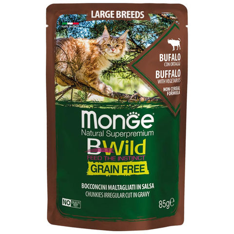 Monge BWild Grain Free – Gravy Buffalo With Vegetables All Life Stage Large Breeds 85g