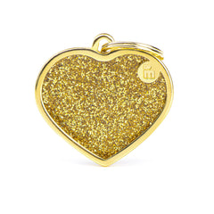 MyFamily - Shine "Big Heart Gold Glitter" ID Tag